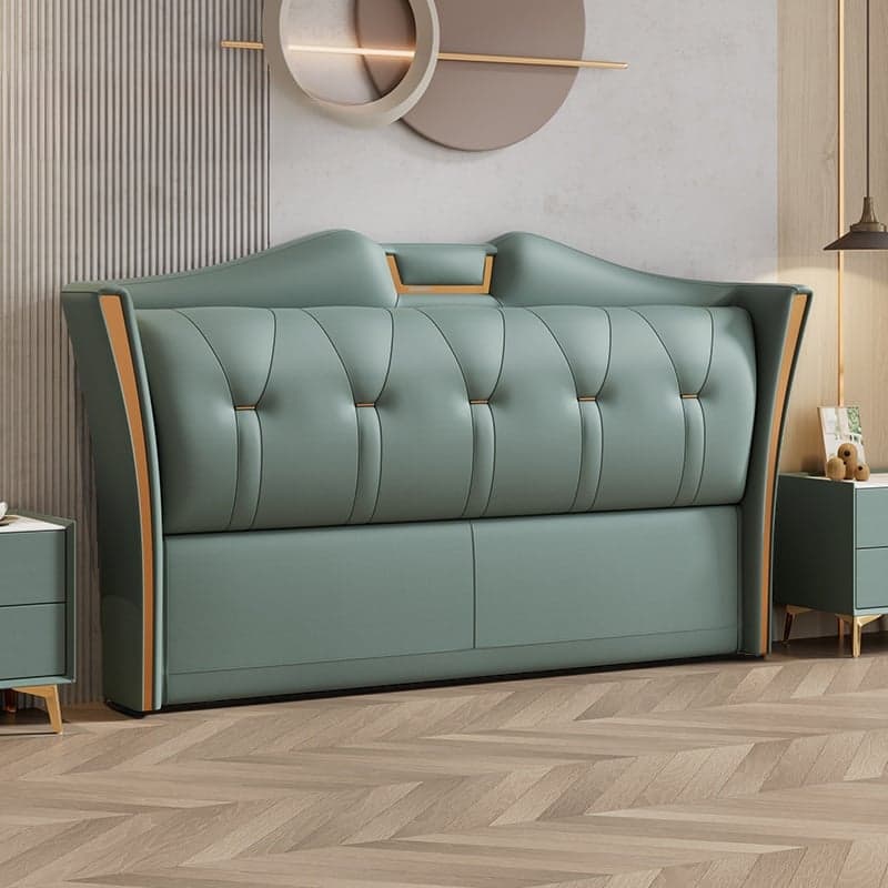 Trendy Wingback Headboard in Natural Wood with No Distressing, Camelback Shape for Queen/Full Bed, Featuring Sponge Upholstery and Standard Height - image 4