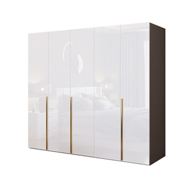 Simple Freestanding Cream Manufactured Wood Cabinet Armoire with Interior Shelves, Clothing Rod & Soft Close Drawer