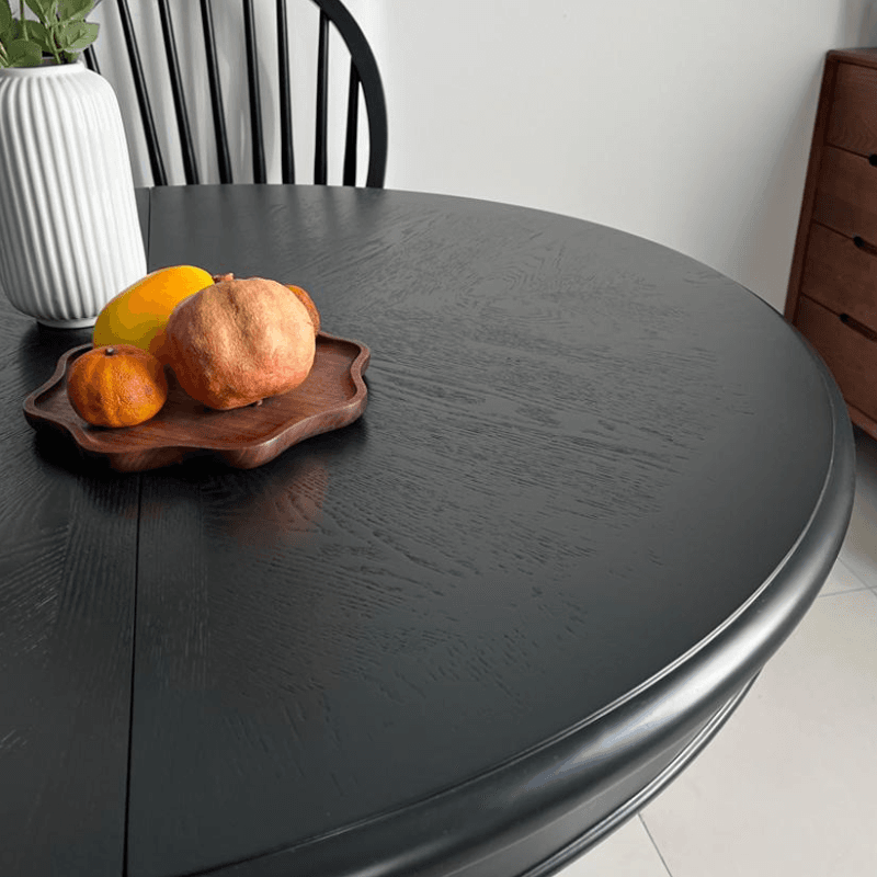 Minimalist Dark Wood Dining Table Set with Wood Slab, 4 Legs, Padded Chair, and Back - image 4