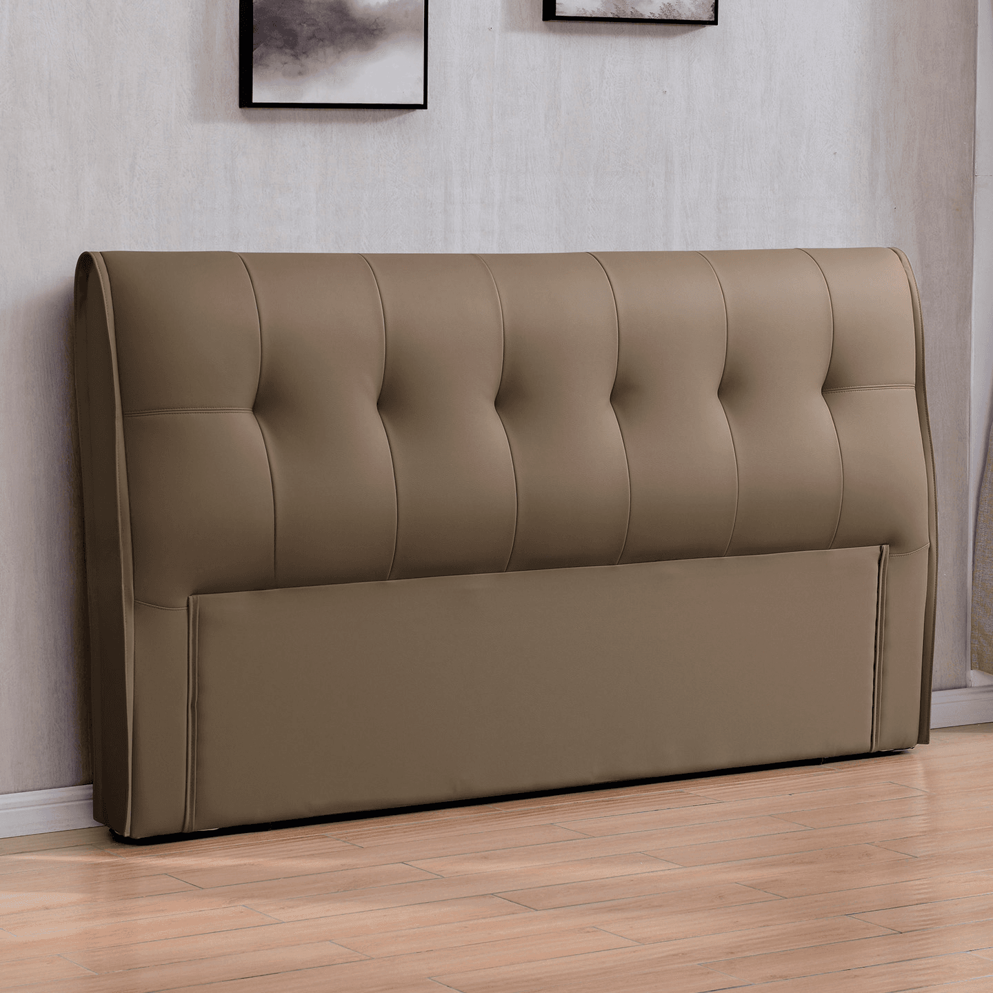Simplistic Style Panel Headboard with No Distressing, Piled Tufted Rectangular Design for King/Full/Queen Bed, Featuring Sponge Upholstery and Standard Height