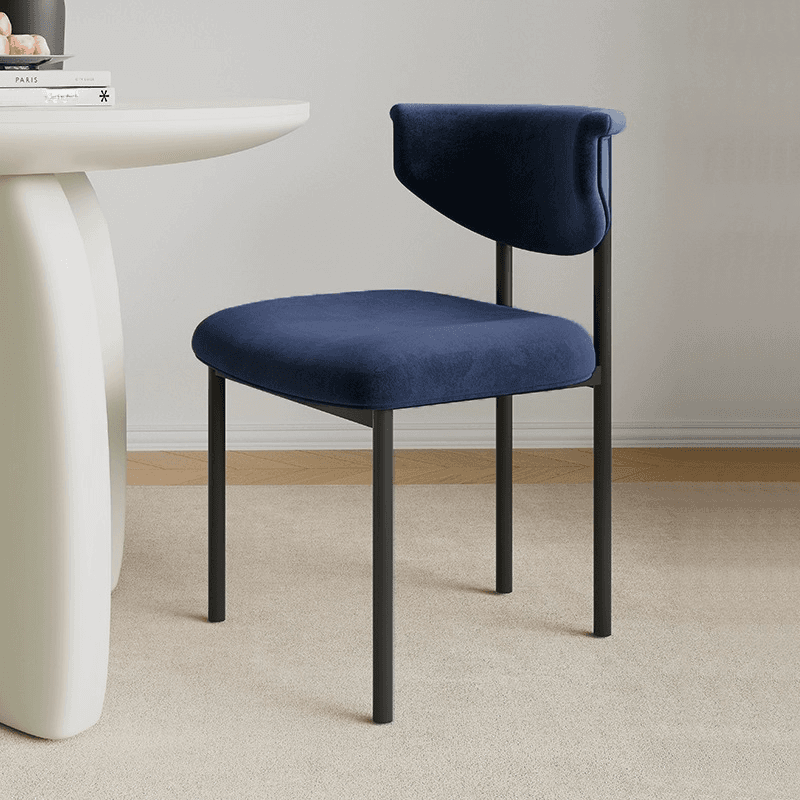 Scandinavian Style 1-Piece Side Chair Set with Upholstered Seats, Ink/Ivory Metal Legs, and Low Back - image 6