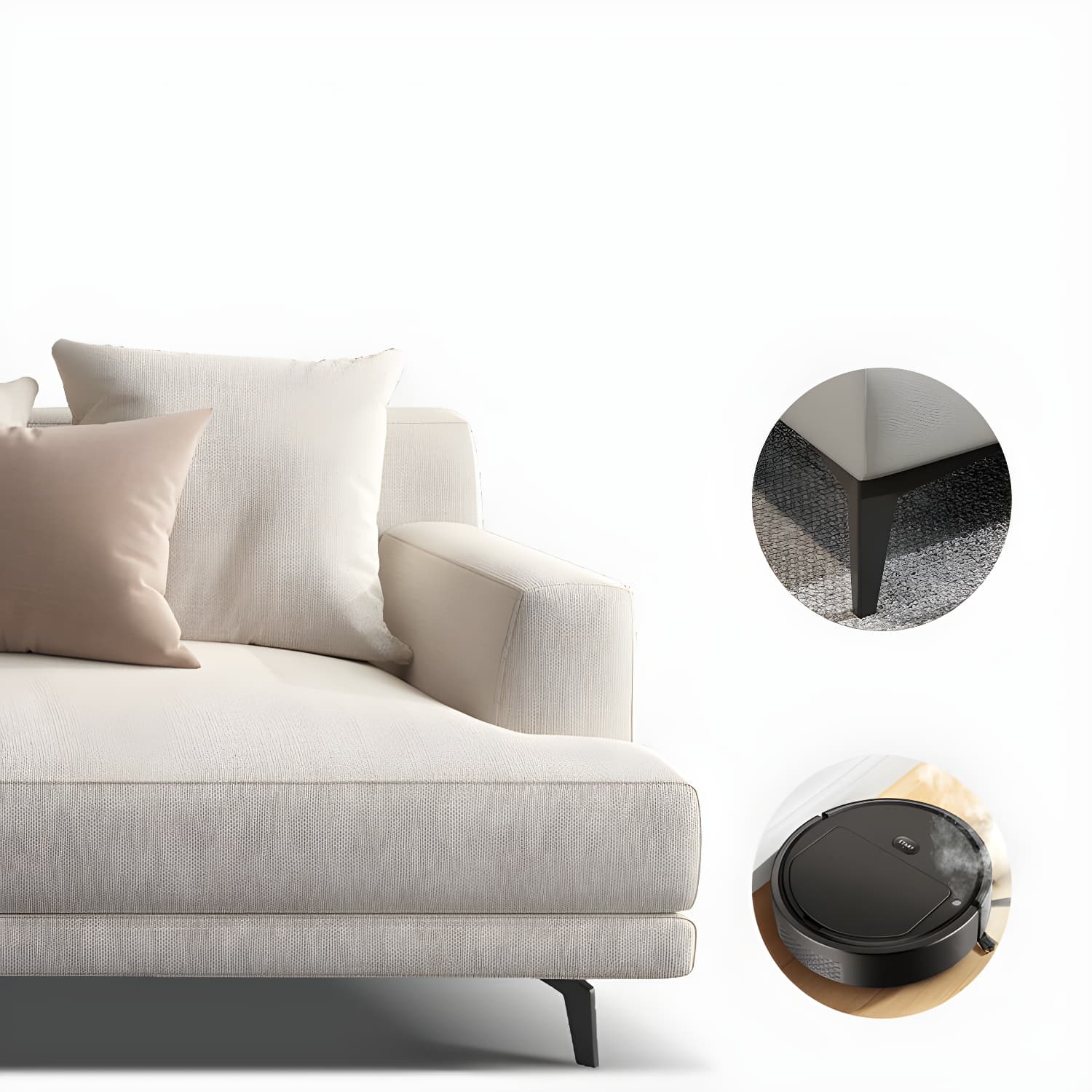 Modern Beige Cotton and Linen Sectional Sofa with Pine Wood Frame - image 8