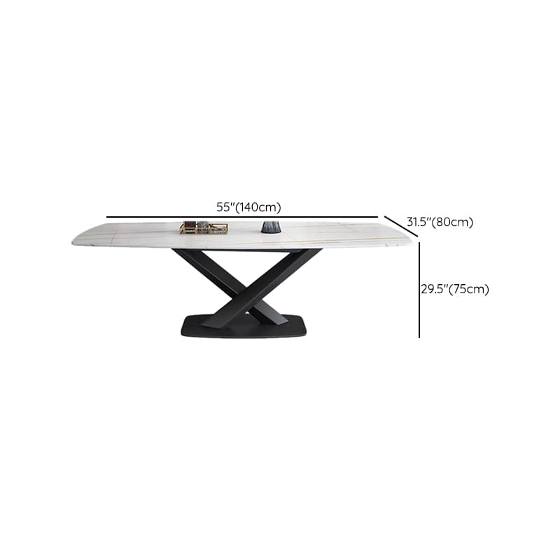 Dining Table Set in Minimalist Style with White Slate Top, Stump Base, Padded Chair with Back - image 7