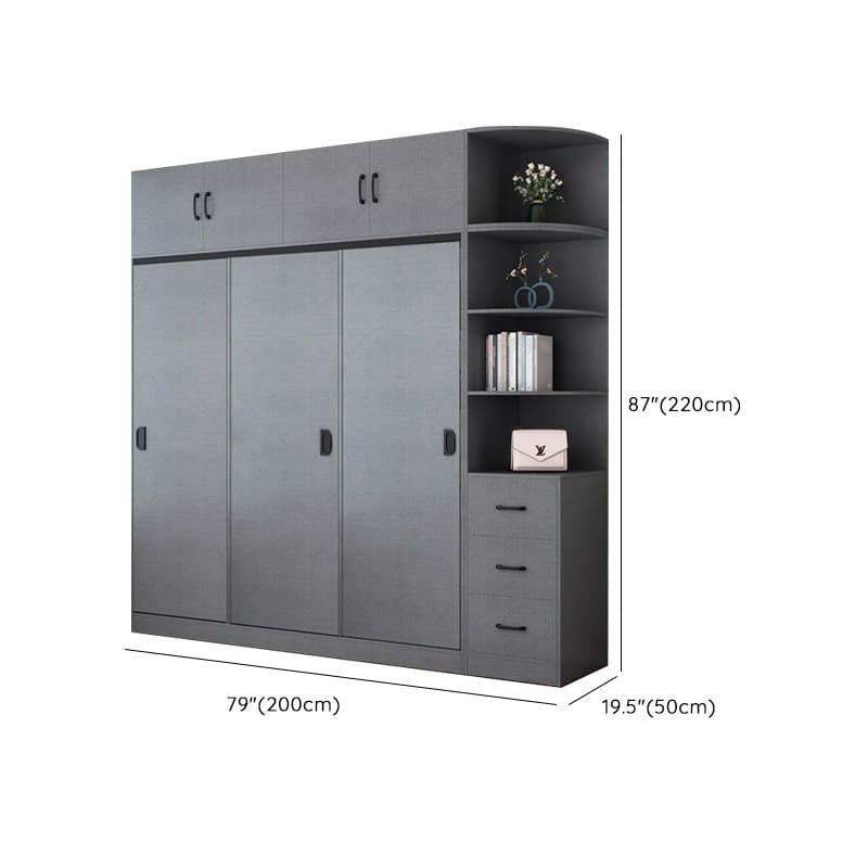 Dove Grey Modern Timber Wardrobe with Self-supporting Design, Soft Close Features, and Clothing Rod - image 22