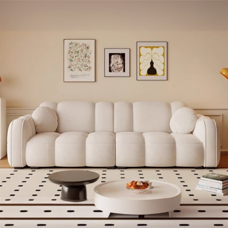Minimalist Solid Color Standard Sofa Stain Resistant/Water Resistant Dove Grey/Auburn/Amber Color with 2 Pillows & Arm for 4-seater/Seats 3 - image 12