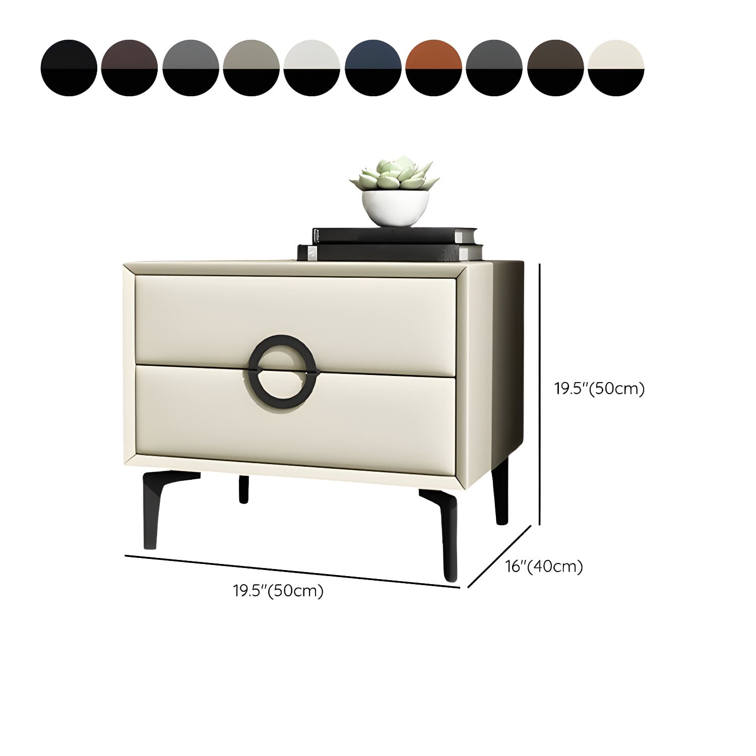 Glam Style Solid Wood Two Drawers Nightstand with Legs for Bedroom - image 28
