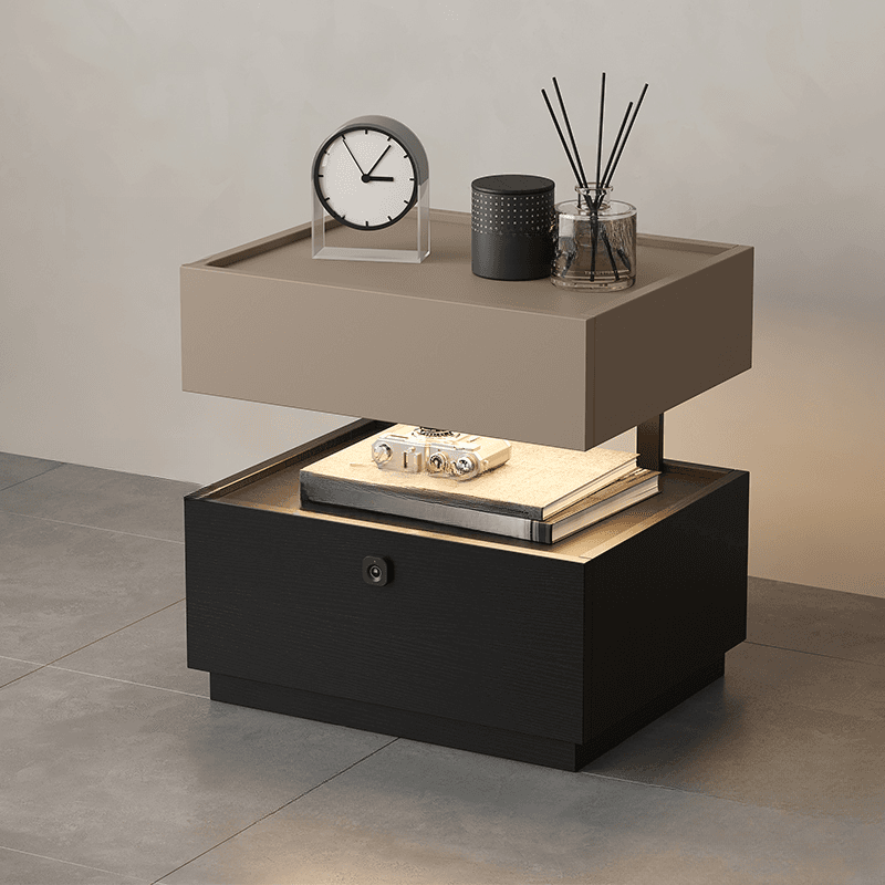 Organic Modern Nightstand With Drawer Organization with Particle Board Wood Countertop and Illuminating Lighting - image 5