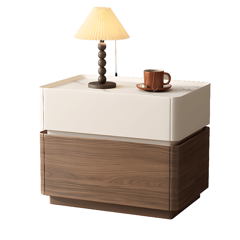 Organic Modern Nightstand With Drawer Organization with 2 Drawers and Stone Countertop - image 8