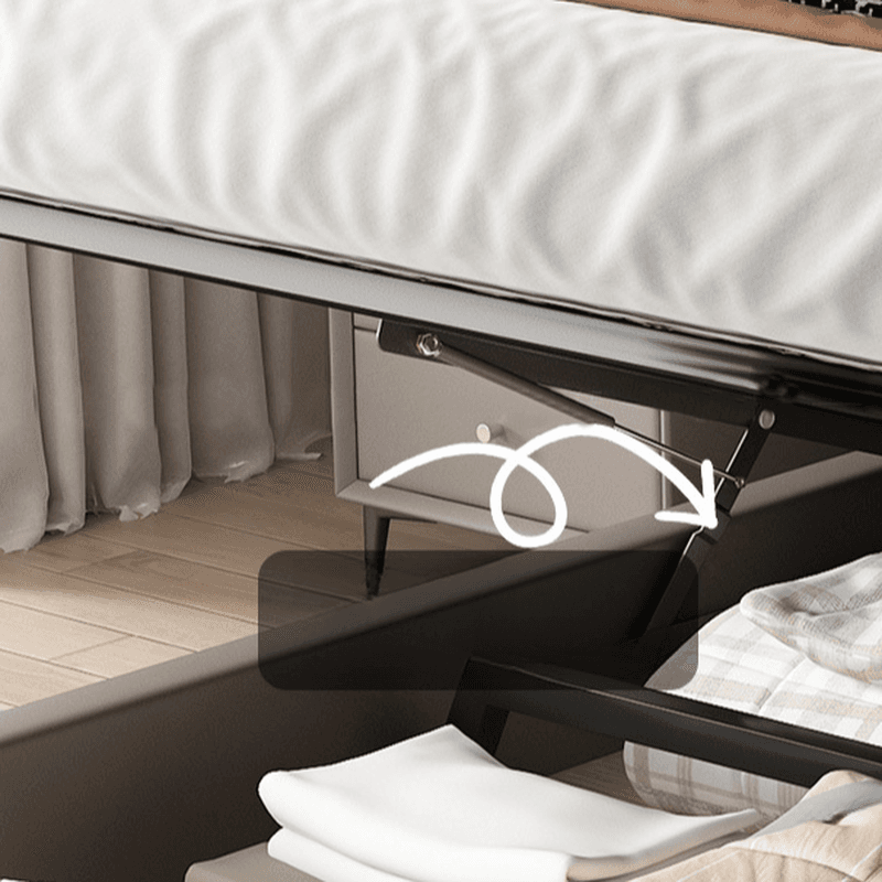 Grey Solid Color Platform Bed with Timber Frame for Living Room - image 9