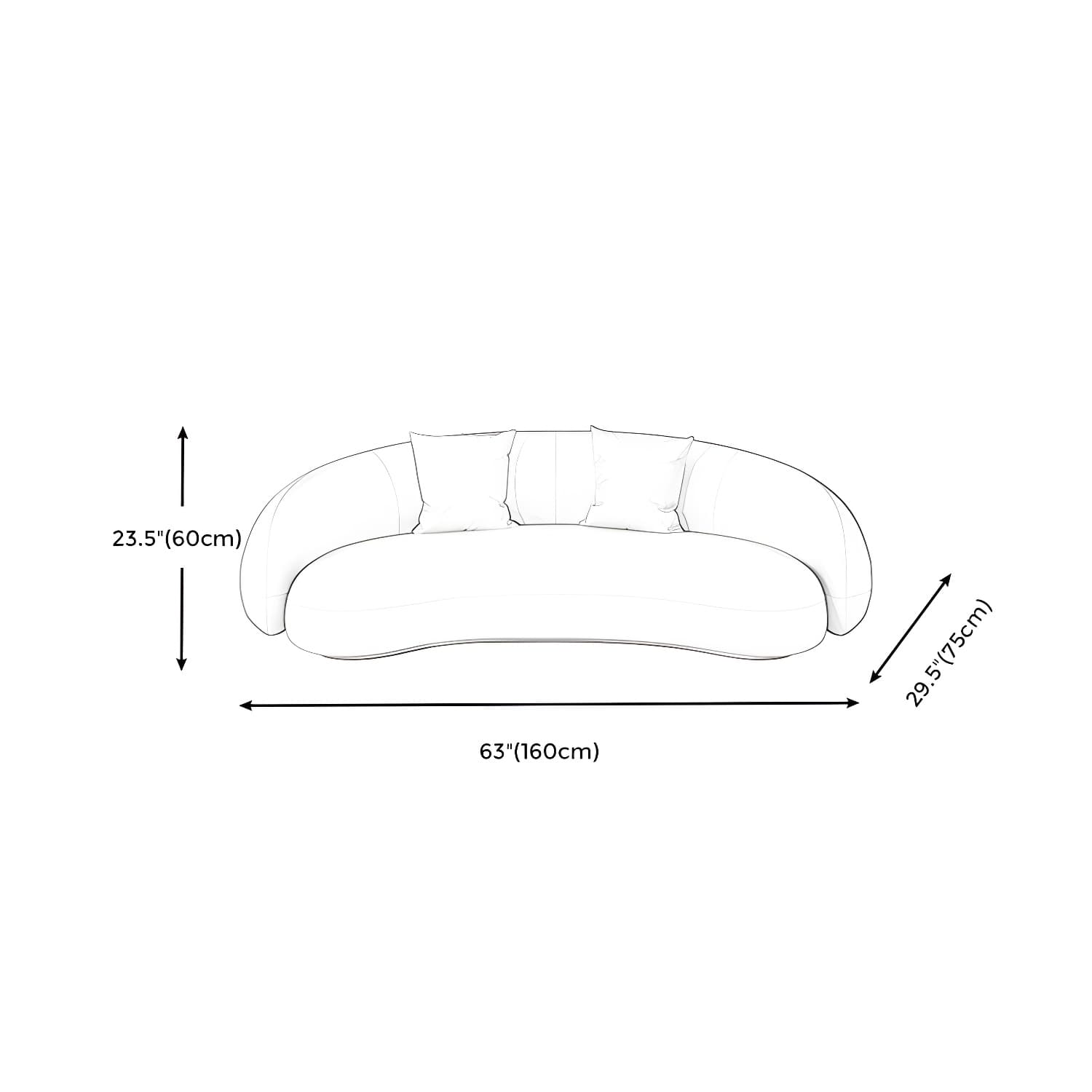 Beige Scandinavian Curved Sofa Tight Back Couch with Tuxedo Arm - image 21