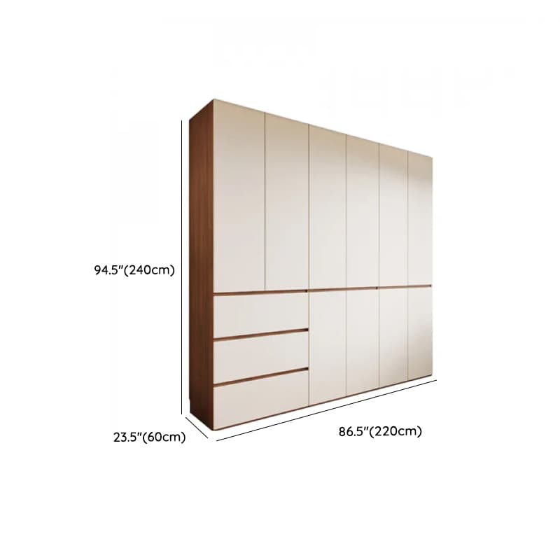 White Minimalist Manufactured Wood Independent Wardrobe Closet with Soft Close Drawer, Soft Close Door, and Interior Shelves - image 21