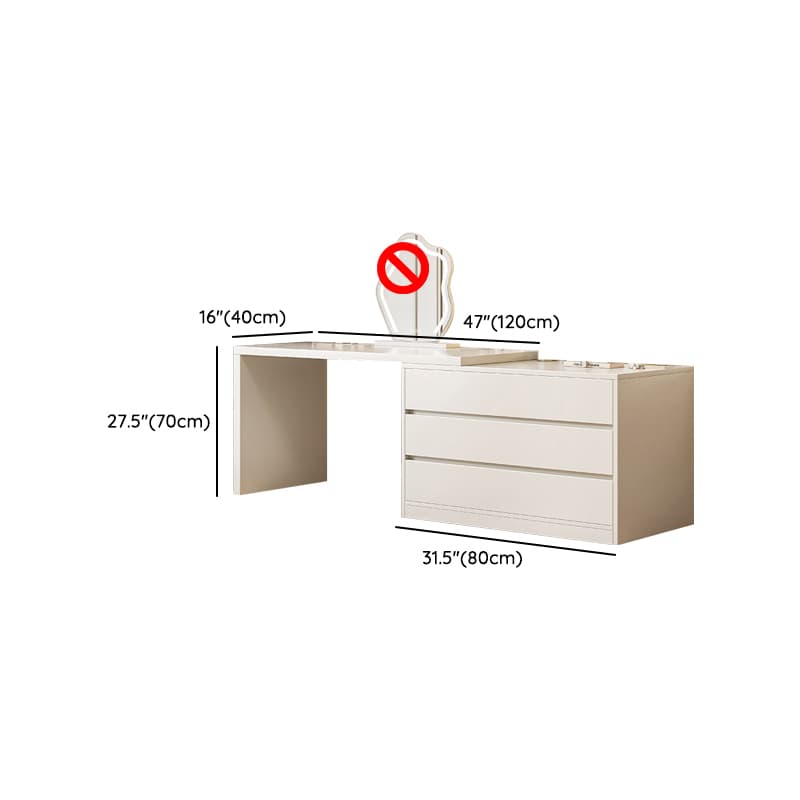 Chalk Modish Wood Makeup Vanity with Standard Length and Non-Upholstered Chair(s) - image 18