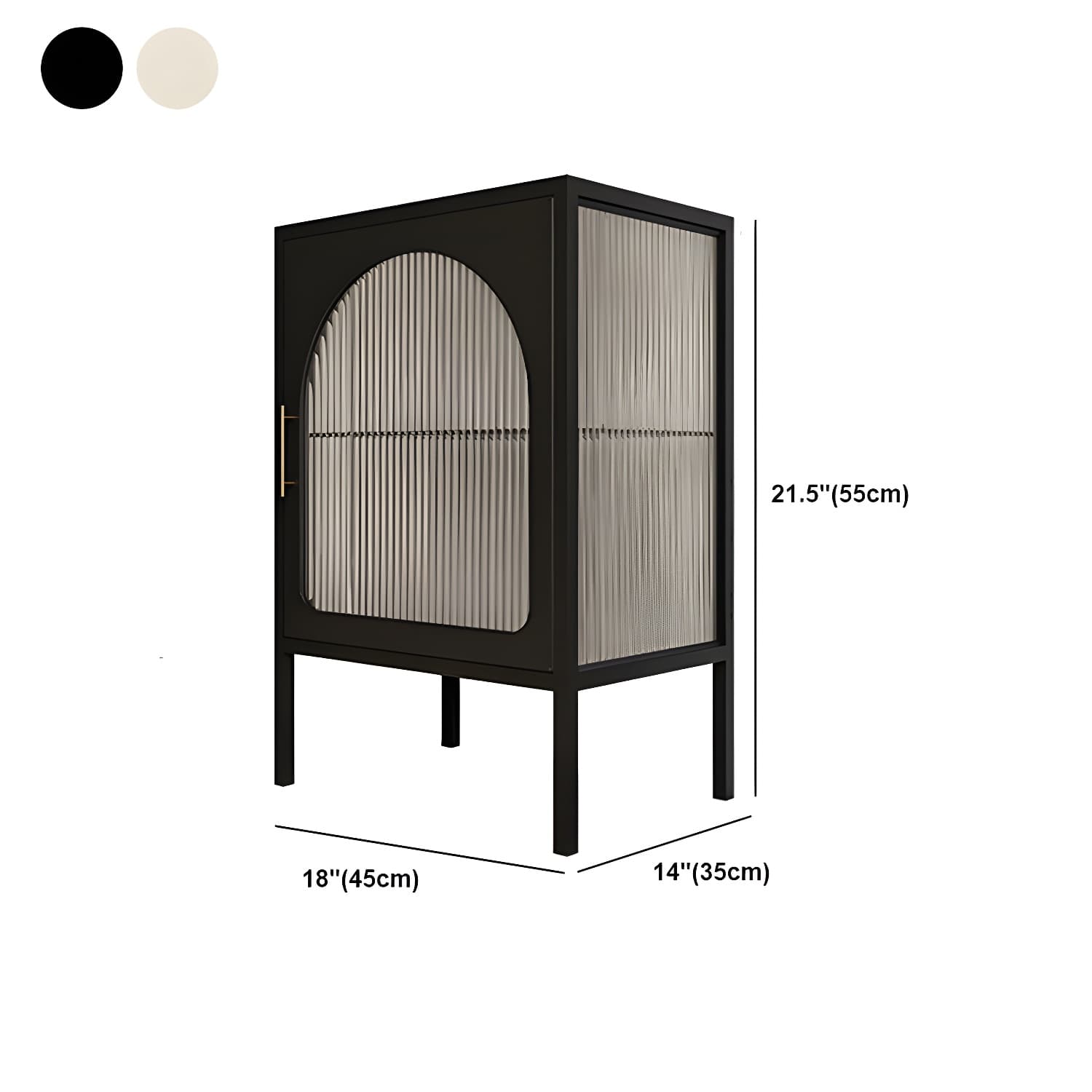 Black/white Two Shelves Nightstand Glass Modern 1-door Nightstand - image 11