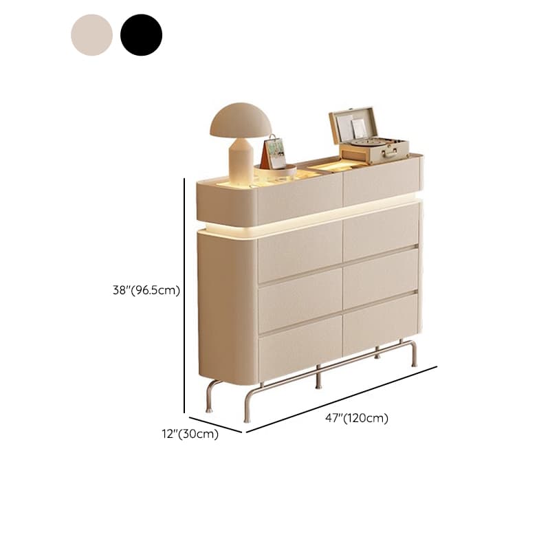 Simplistic Hardwood Double Dresser with 8 Horizontal Drawers and LED Lights - image 19