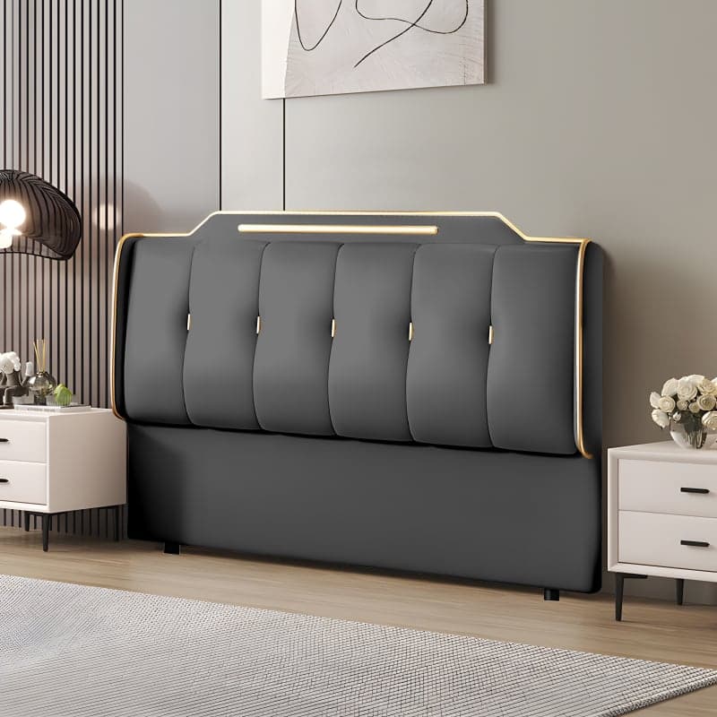 Simplistic Style Panel Headboard with No Distressing, Piled Tufted Rectangular Design for King/Queen/Full Bed, Featuring Sponge Upholstery and Standard Height - image 5