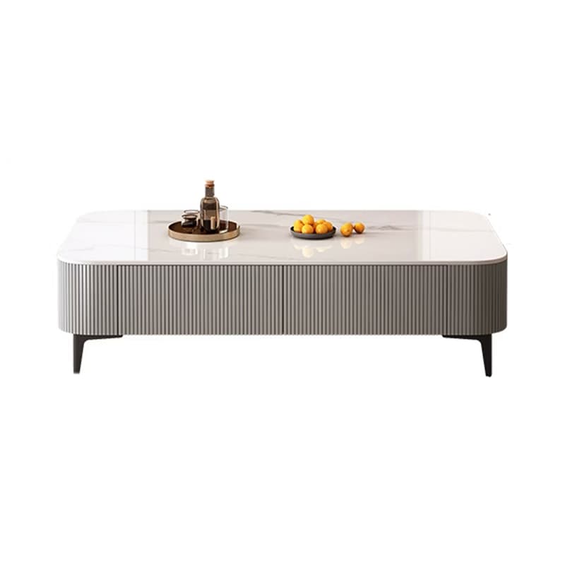 Mission Style Single Oblong Stone Coffee Table with 4 Legs for Home - image 7