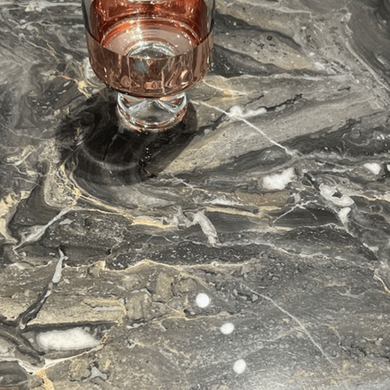 Contemporary Square Stone Top Sled Base Accent Table for Indoor Use - image 8