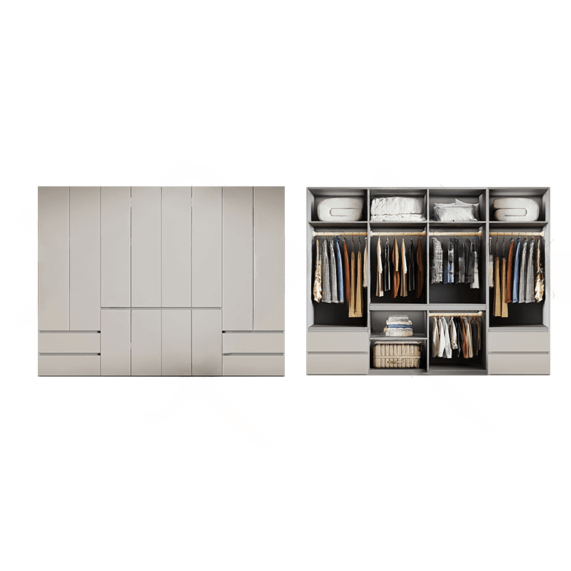 Cream Trendy Reclaimed Wood Wardrobe Armoire with Soft Close Drawer, Soft Close Door, Interior Shelves, and Clothing Rod - image 26