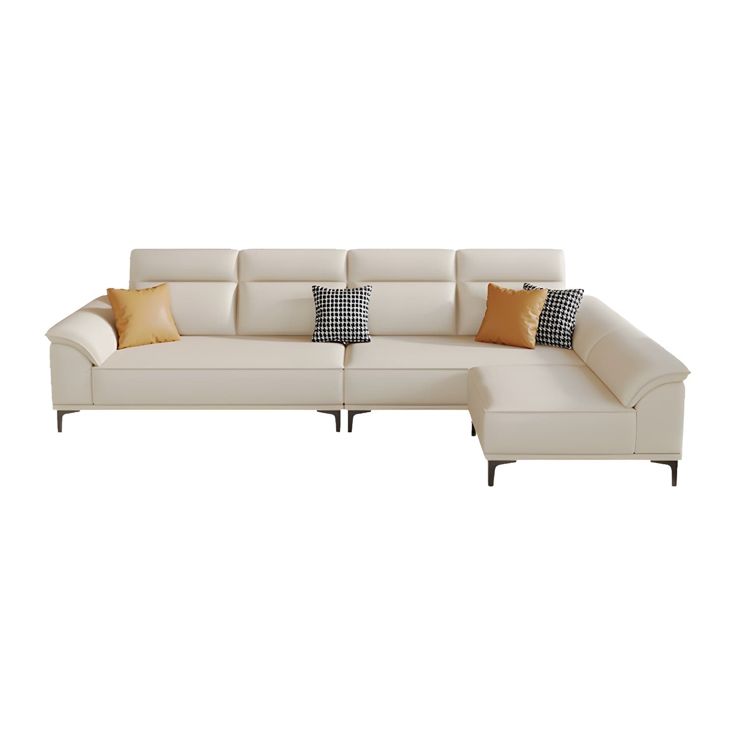 Modern Beige Faux Leather Sofa with Ottoman Included - Pillow Top Arm and Cushion Back - image 5