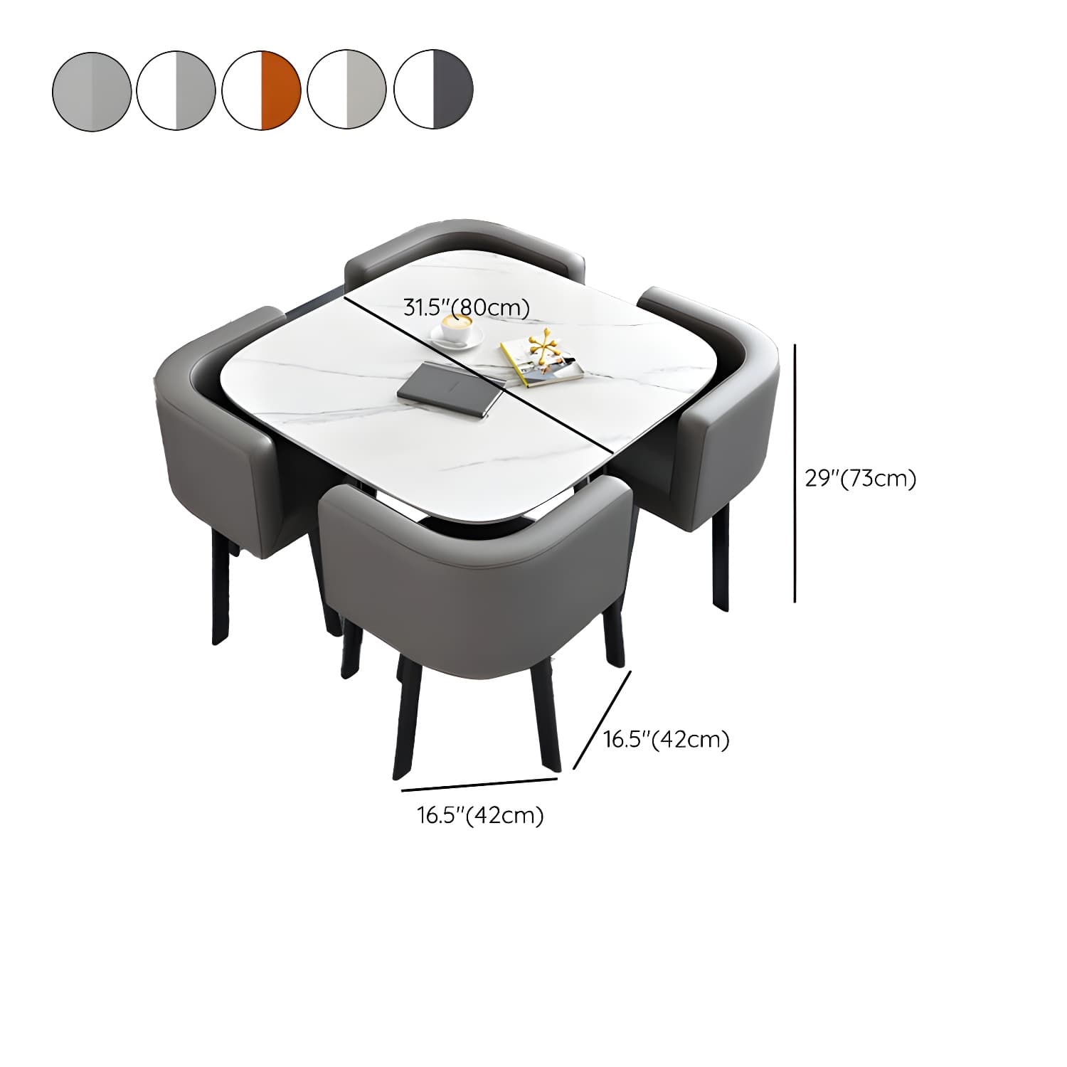 5 Piece Square Shape Contemporary Style Dining Room Chair and Table Set - image 10