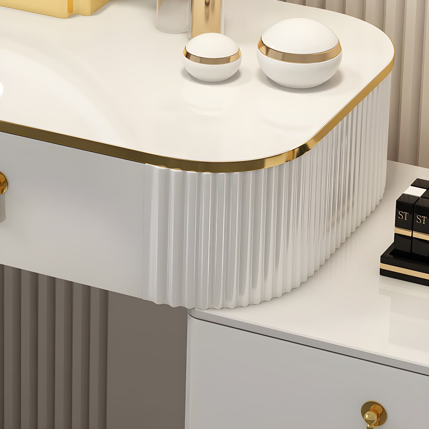 Lighted Mirror Makeup Vanity Storage Box Vanity Dressing Table - image 12