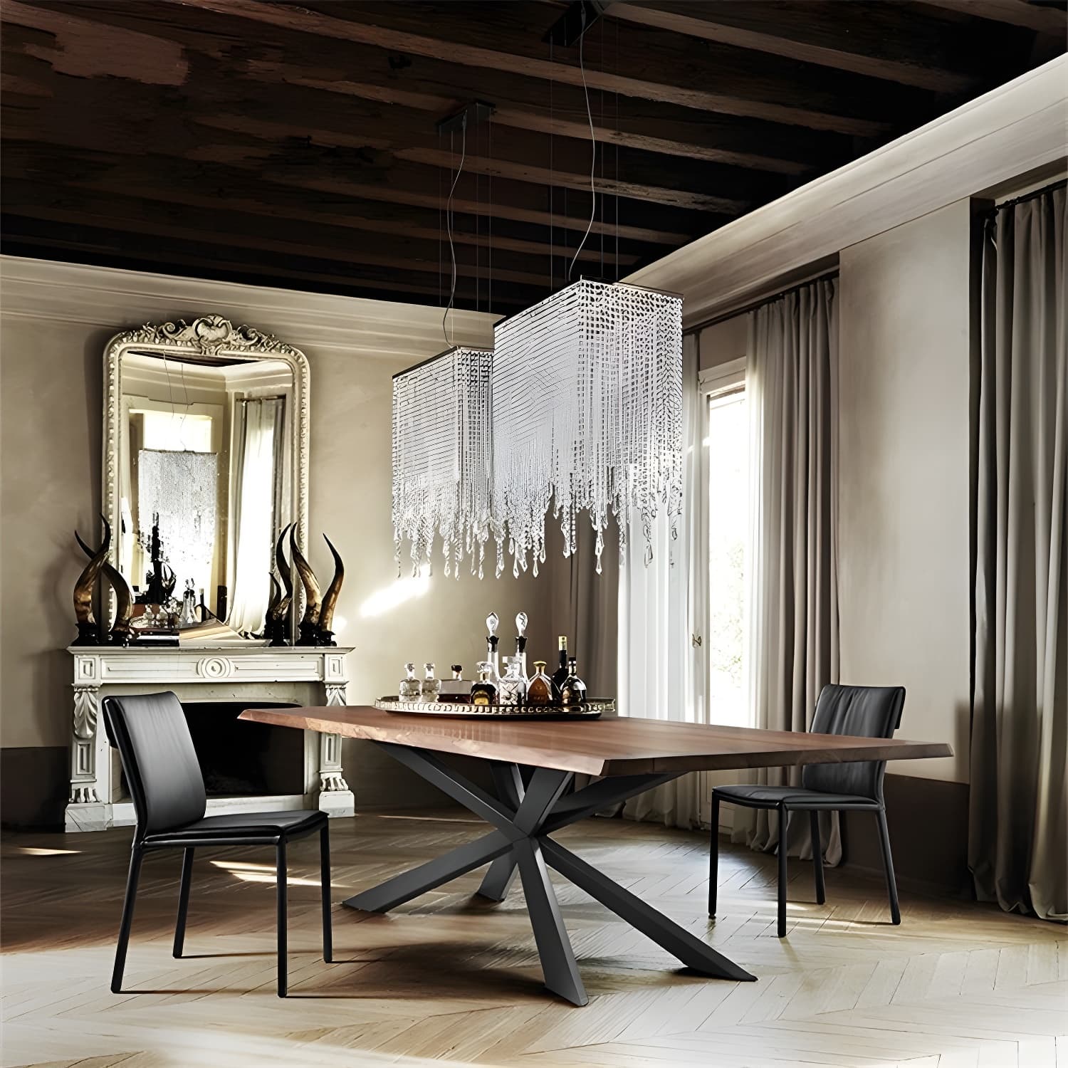 Rectangle Industrial Dining Table Solid Wood Fixed Table for Restaurant - image 4