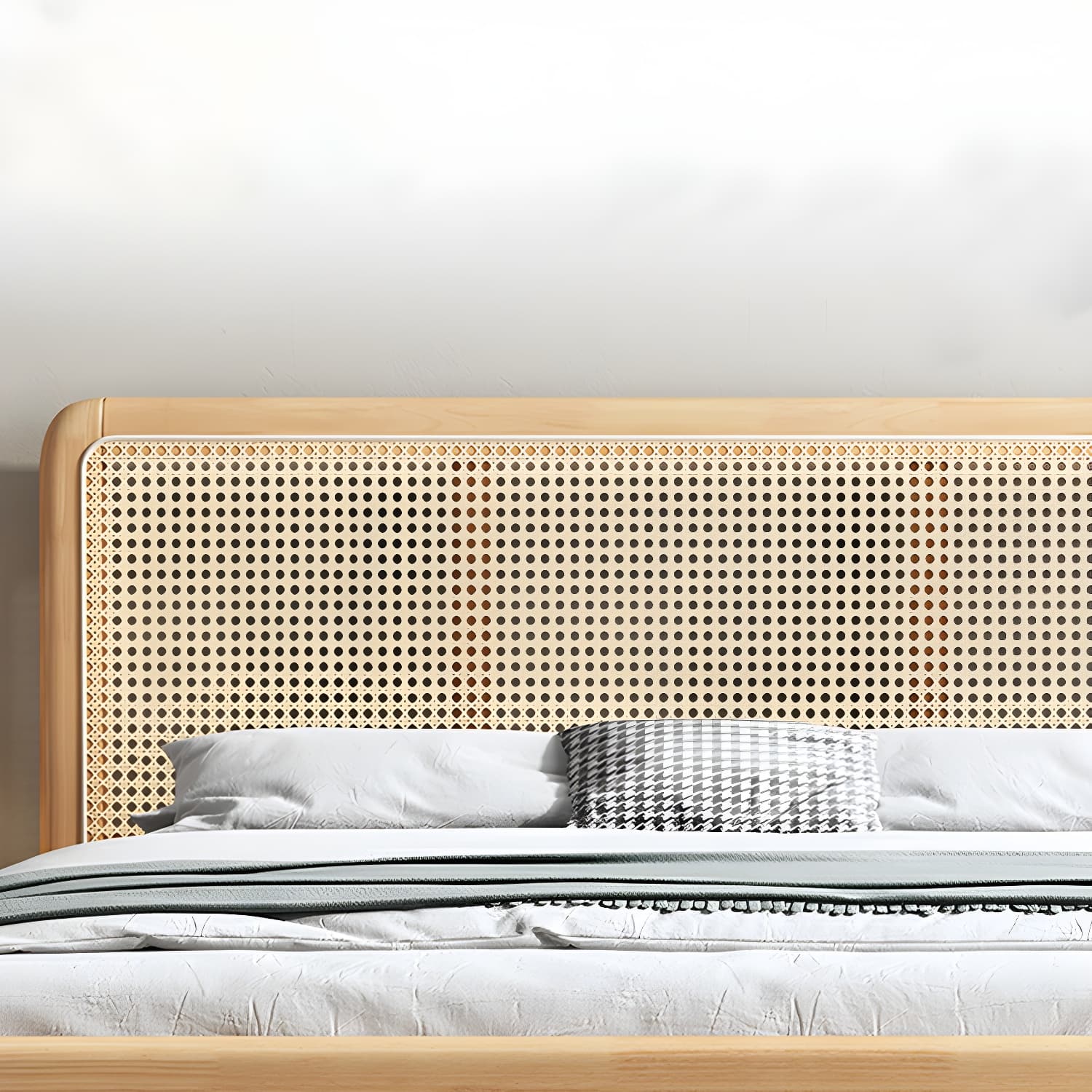 Natural Wicker/Rattan Scandinavian Bed with Headboard and Footboard for Modern Style - image 4