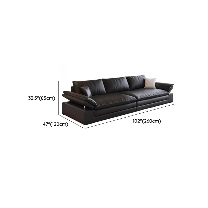Modish Solid Color Scratch-durable Standard Sofa in Midnight Black, Seats 4/3/2-seater with 2 Pillows - image 16