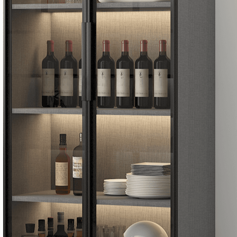 Scratch-repellent Utility Storage Cabinet with Storage Cabinet, Glass-panel Door, Handle Bars in Dark Gray/White, Stain Resistant, Light Included - image 8