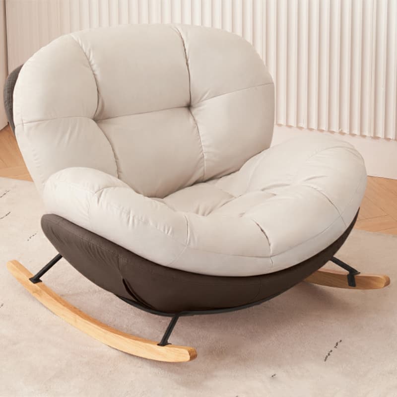 Chic Upholstered Small Rocking Chair in Natural Wood with Tufted Back and Stylish Modern Design - image 14