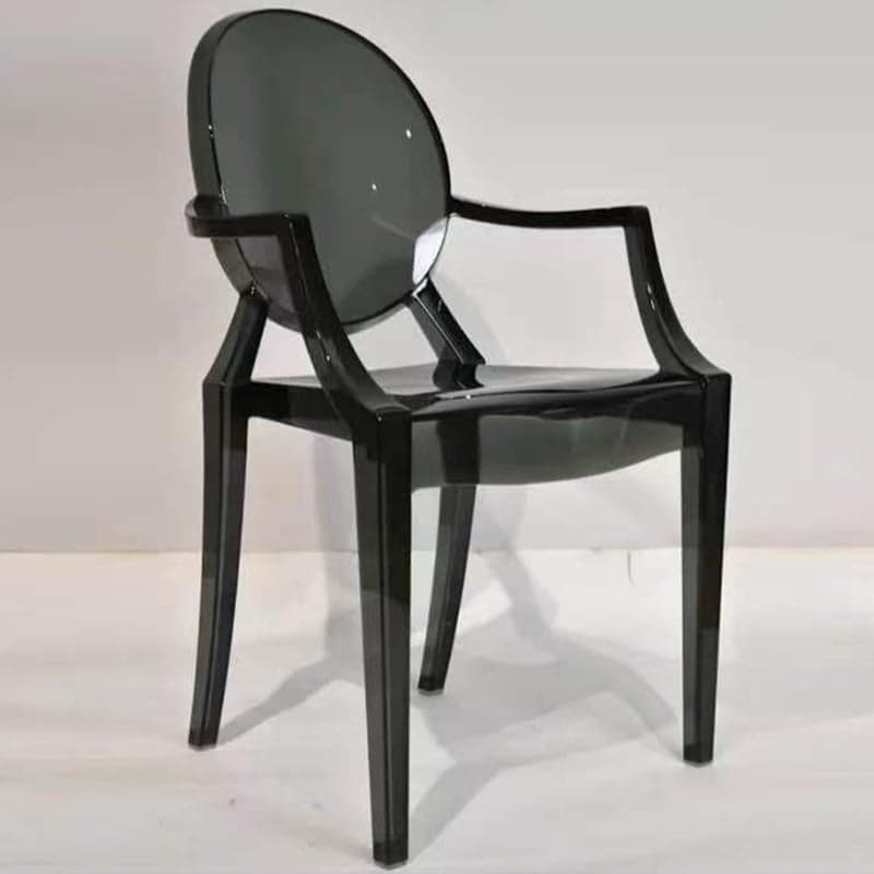 Scandinavian Reliable Arm Chair in Plastic for Dinette with Open Back and Foot Pads - image 6