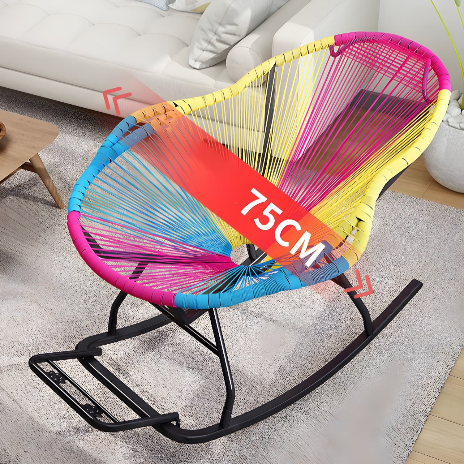 Rocking Accent Chair Wicker Contemporary Living Room Spindle Metal - image 15
