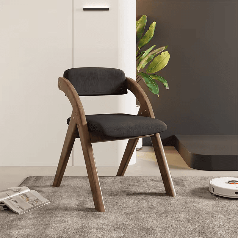 Casual Collapsible Side Chair with Midnight Black/Walnut/Wood Grain Rubberwood Legs and Upholstered Uncovered Back - image 6