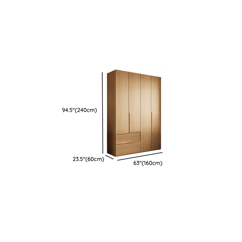 Natural Finish Minimalist Oak Wood Cabinet Armoire with Soft Close Drawer, Soft Close Door, Interior Shelves, and Clothing Rod - image 15