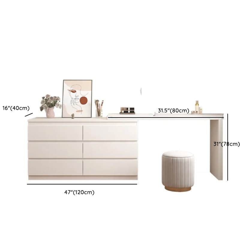 Large Vanity Set with Chalk Seating, 6 Drawers, Lumber Frame, Scalable 2-in-1 Design, and Chair - image 10