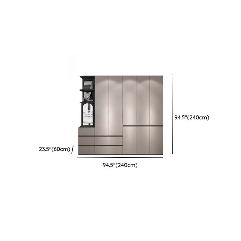 Sand Minimalist Laminate Cabinet Armoire with Soft Close Drawer, Soft Close Door, Interior Shelves, and Clothing Rod - image 21