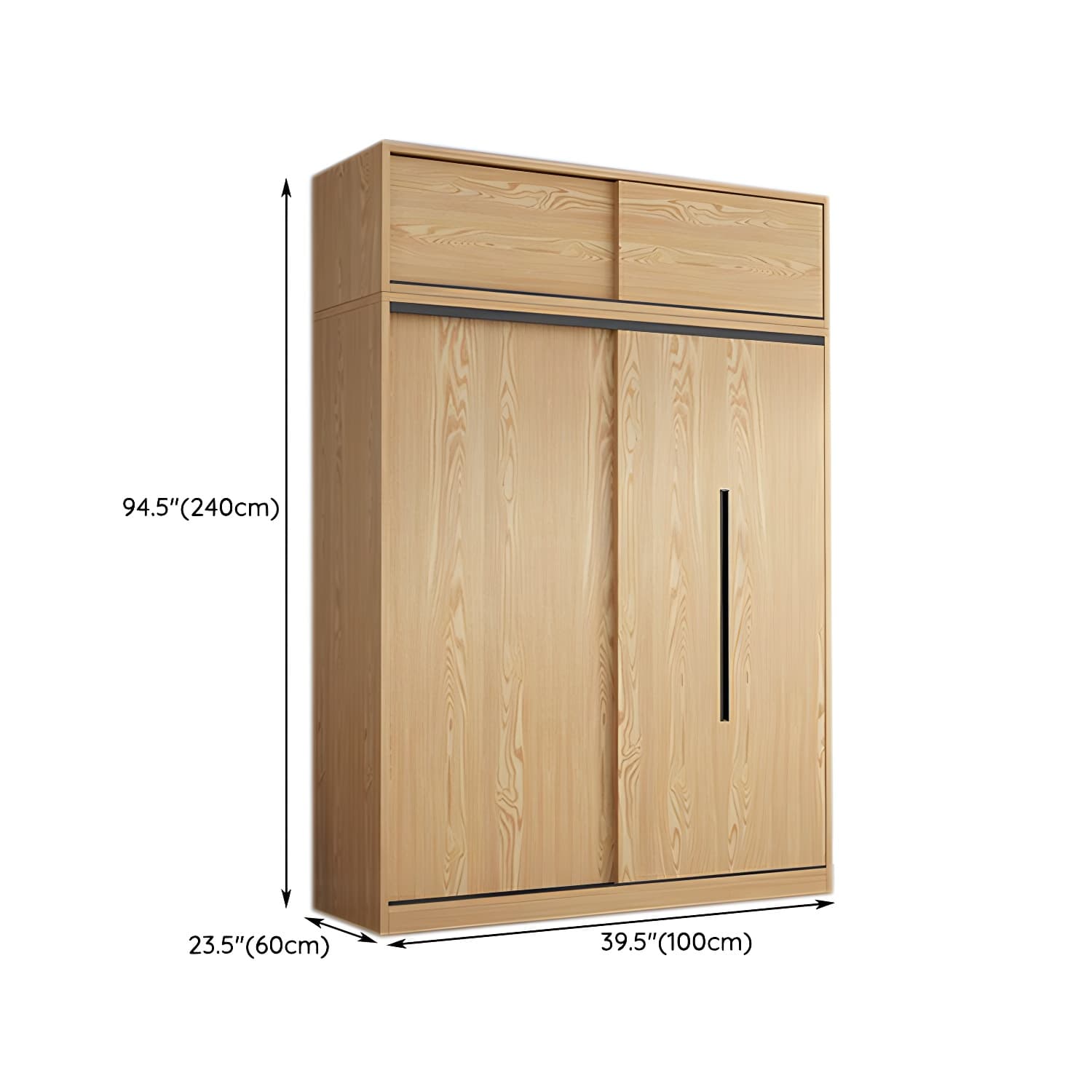 Contemporary Wood Sliding Cloth Rod Included Wardrobe for Bedroom - image 18