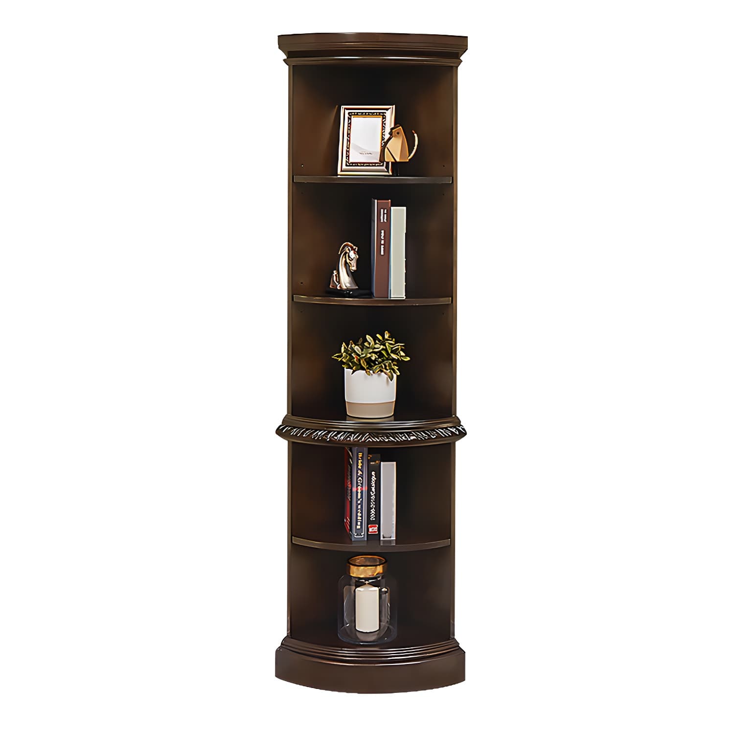 Solid Wood Triangle Corner Cabinet in Rubber Wood with Storage Shelves - image 8