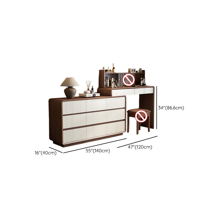 Simplistic Large Vanity Set with Rubberwood Table Top and Auburn Seat, Featuring 8/11/5 Drawers, No Suspension - image 9