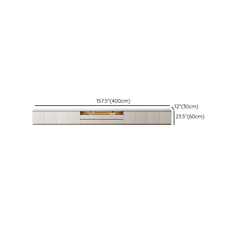 Beige Stone TV Stand with 4-Drawer, 2 Cabinets/4-Cabinet, Cable Management, Visible Storage and Light - image 24