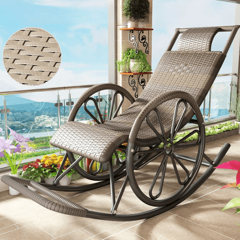 Auburn/Sage Green/Golden Synthetic Porch Rocker with Round Arm - image 9
