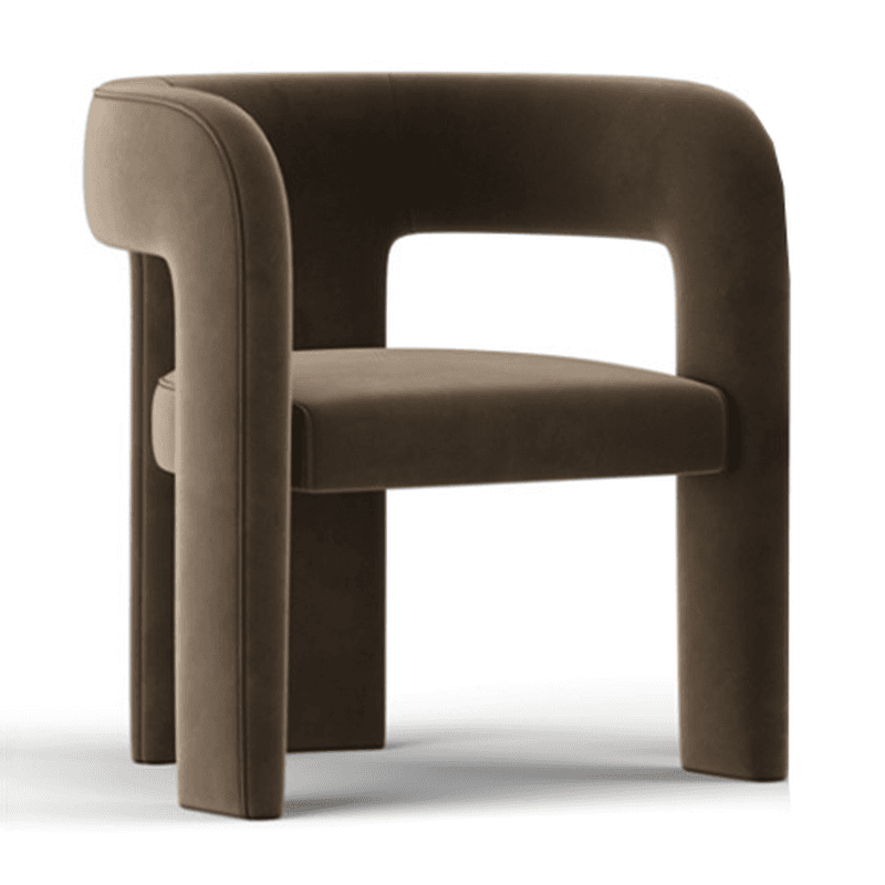 Soft-pile Fabric Upholstered Secure Outlined Arm Chair with Curved Back and Dark Blue/Light Green/Blush Legs in a Nordic Style - image 3
