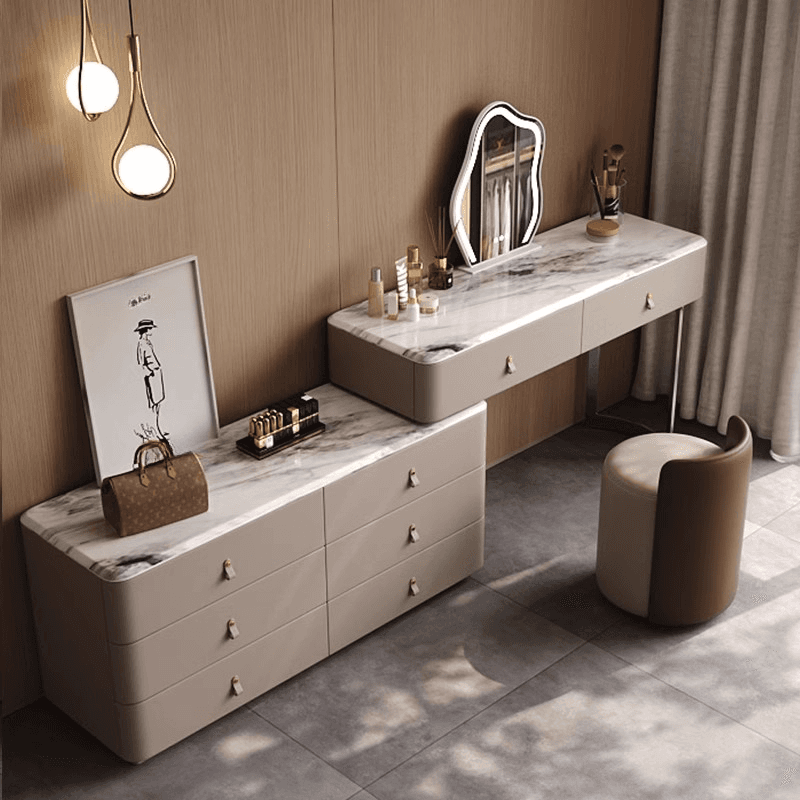 Multi-Purpose Tan Vanity Set with Lighting, Scalable Push-Pull, Adjustable Touch and Brightness - image 5