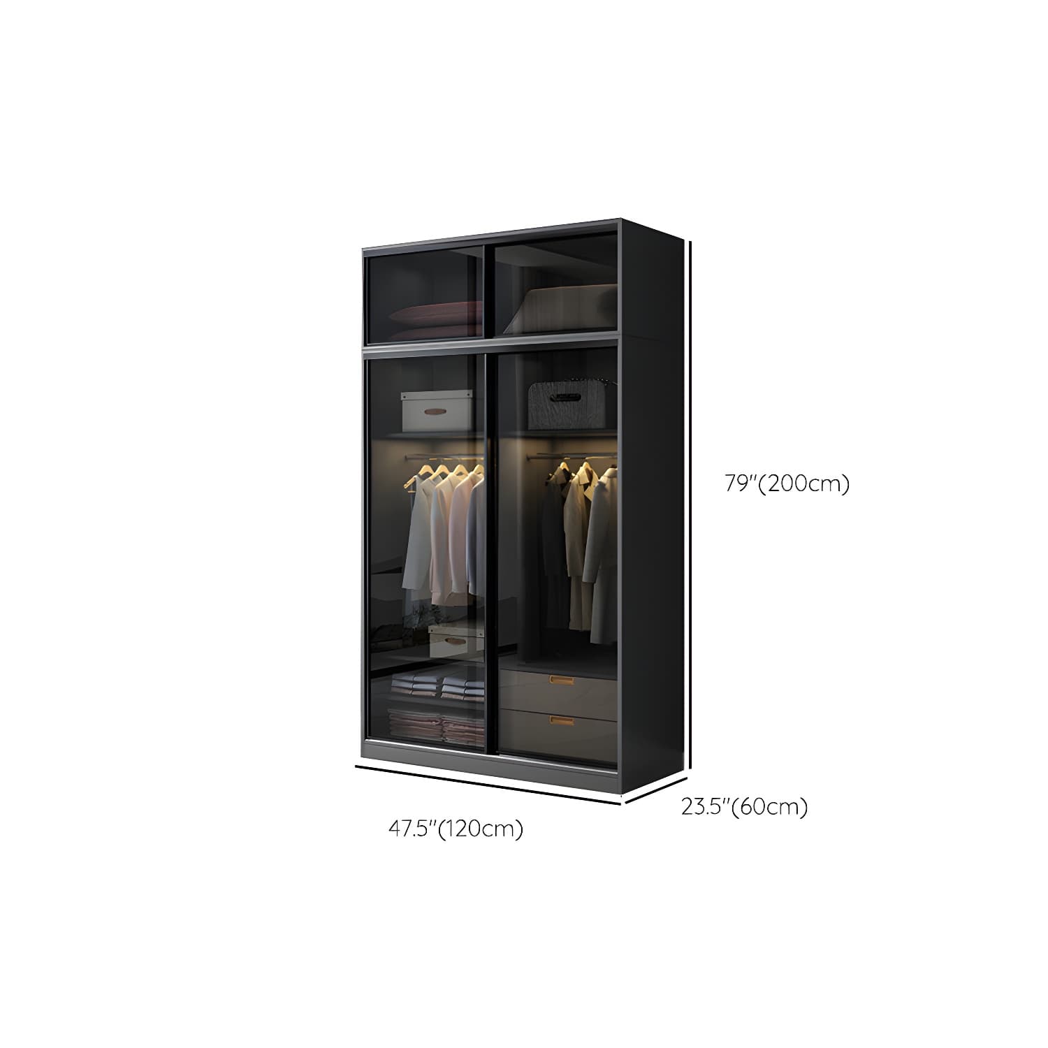 Black Wardrobe Cabinet Contemporary Glass Wardrobe Armoire for Home - image 10