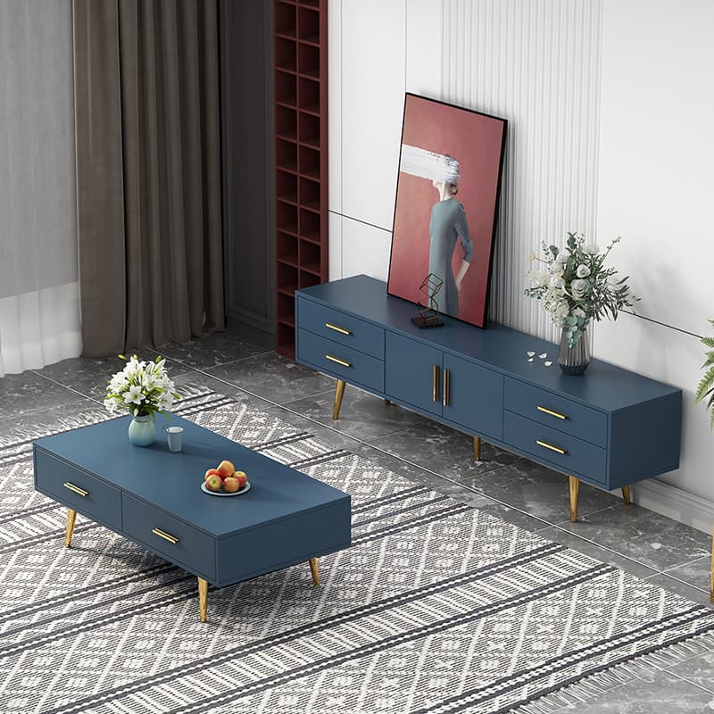 Glam Rectangle Manufactured Wood TV Stand with Adjustable Shelf - image 7