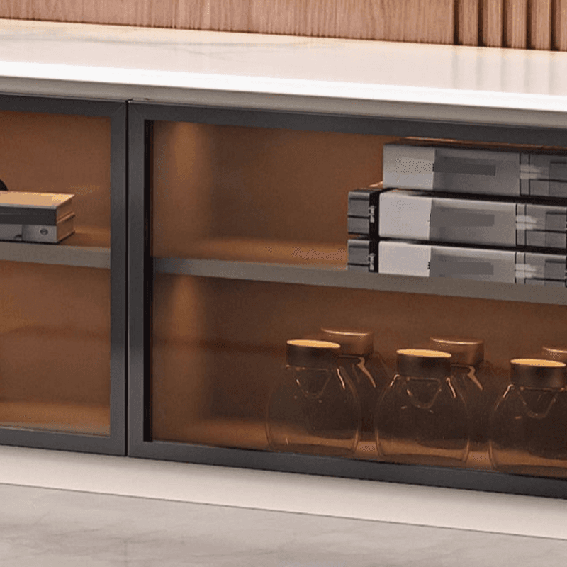 2-Cabinet & 4 Drawers Trendy Sintered Stone TV Stand with Shelf & Cable Management - image 8