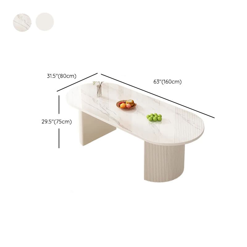 Chalk Art Deco Dining Table with Slate Stone Top, Standard Height, Fixed Table for Seats 4/6 People - image 20