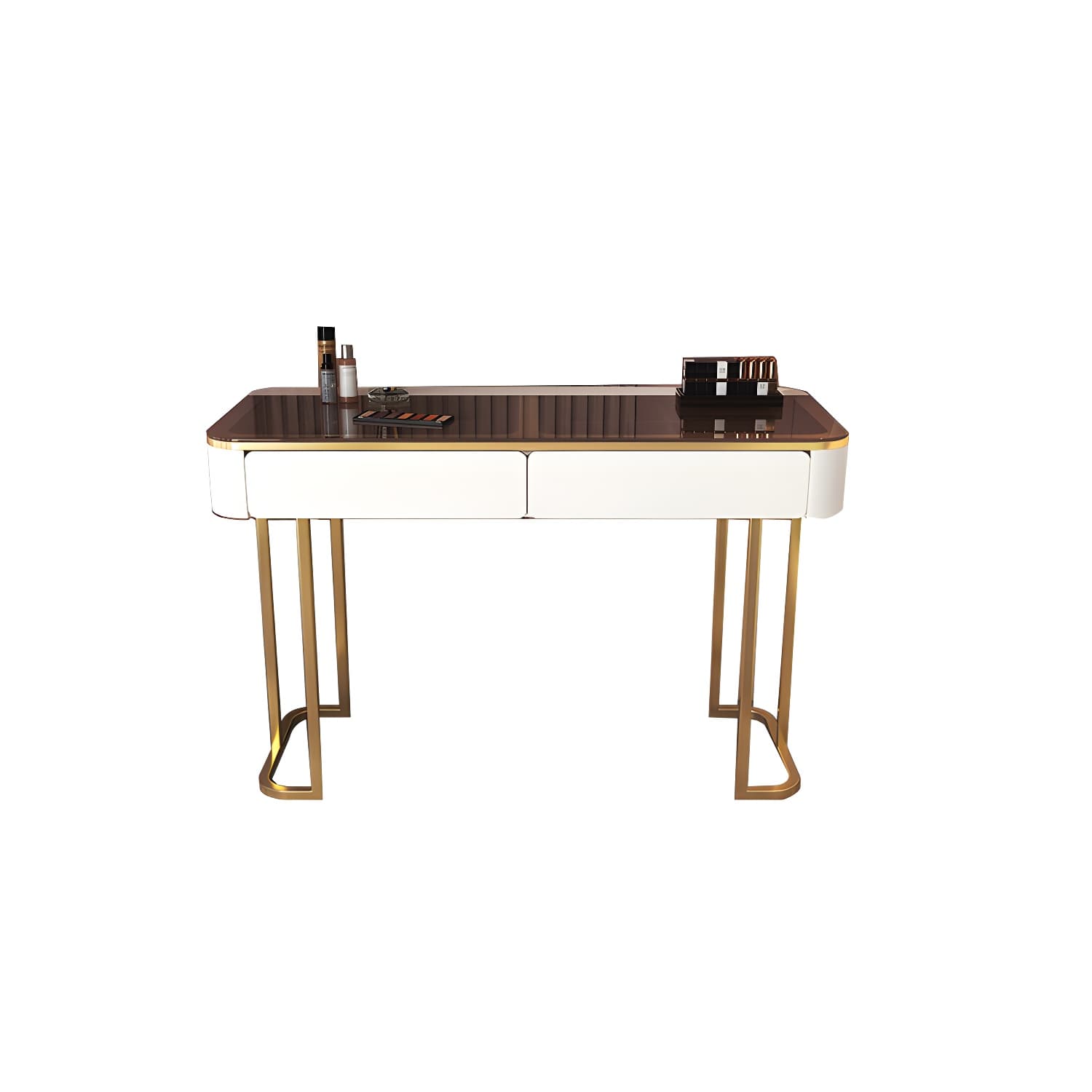 Glass Top Make-up Vanity Wood Dressing Table with Storage Drawers - image 5