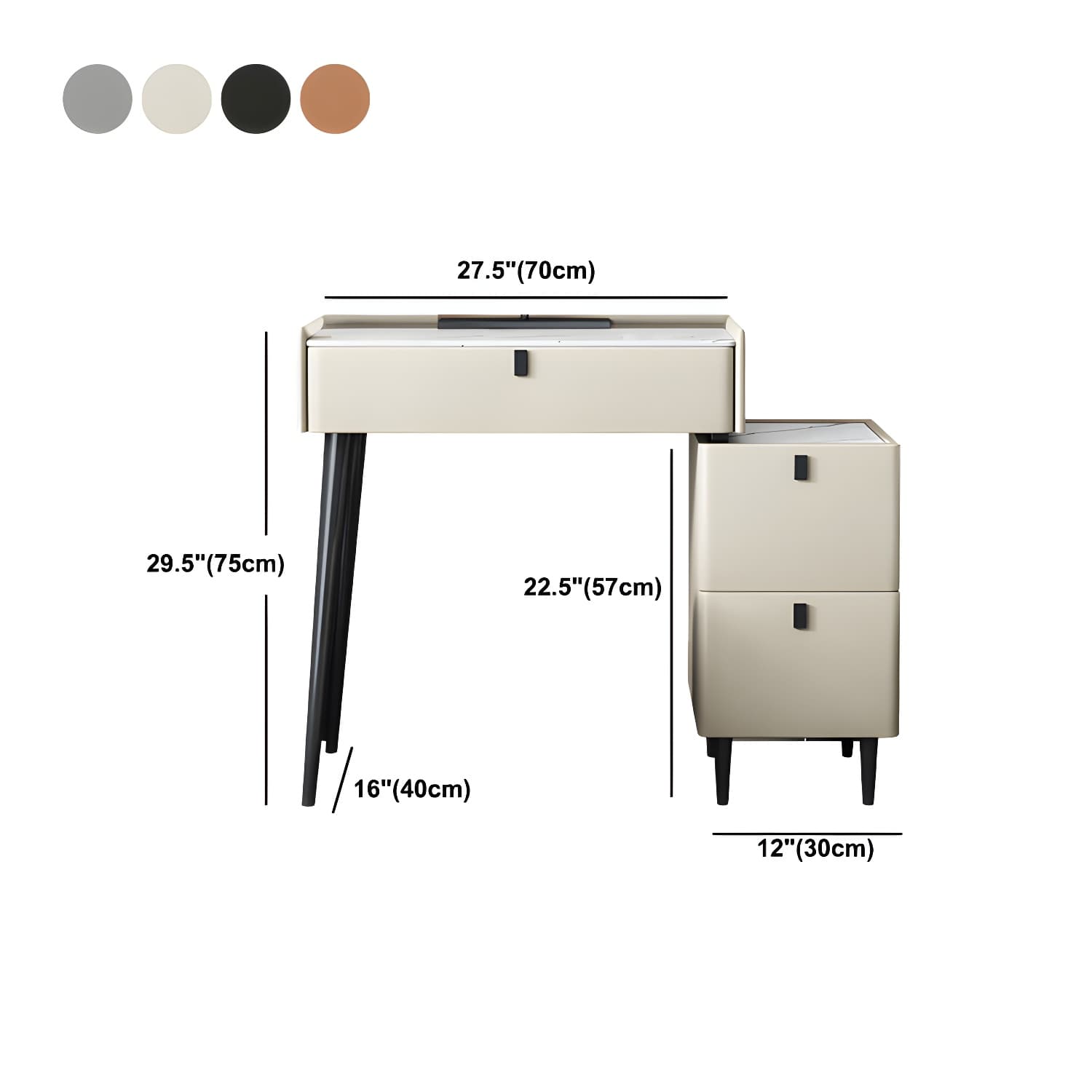 1/3 Drawers Vanity Set with Stool Modern Stone Top Dressing Table - image 18