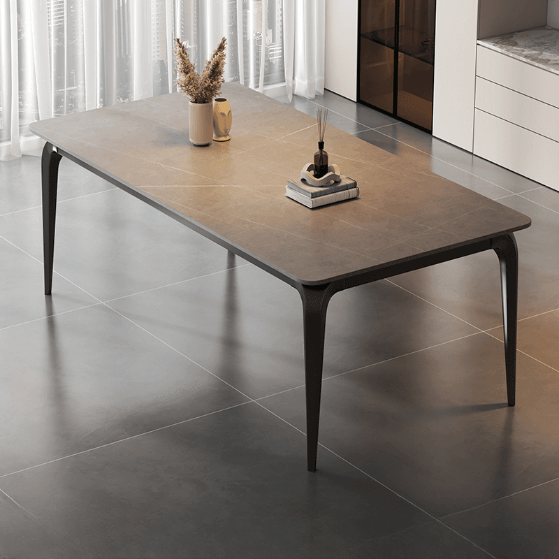 Trendy White/Charcoal/Light Gray Rectangle Scratch Resistant Sintered Stone Top Dining Table for 4/8 People/Seats 6, Standard Table Height - image 4